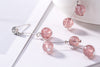 Real S925 Sterling Silver Beading Earrings Lovely Balls Dangle Earrings Natural Strawberry Quartz Beads Brincos Jewelry
