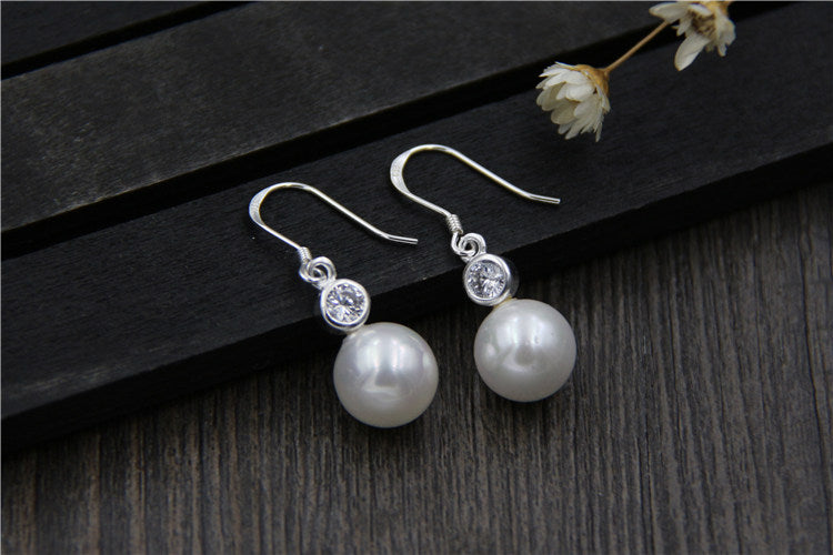 Real S925 Sterling Silver Fine Jewelry Handmade Women Natural Pearls Dangle Earrings Crystals Brincos Bijoux