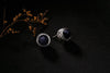 Real S925 Sterling Silver Men Stud Earrings Neutral Black Agate Earrings Luxury Gemstone Studs Handmade Faceted Jewelry
