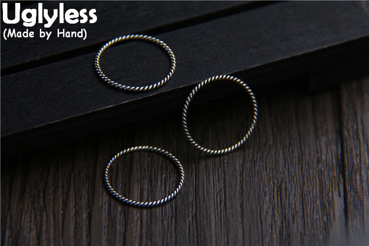 Real S925 Sterling Thai Silver Women Personalized Twsited Finger Rings Ultra-thin Joint Ring Weave Texture Fine Jewelry