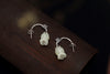 S 925 Sterling Silver Natural White Jade Lily Flower Dangle Earrings for Women Ethnic Handmade Butterfly Brincos Retro