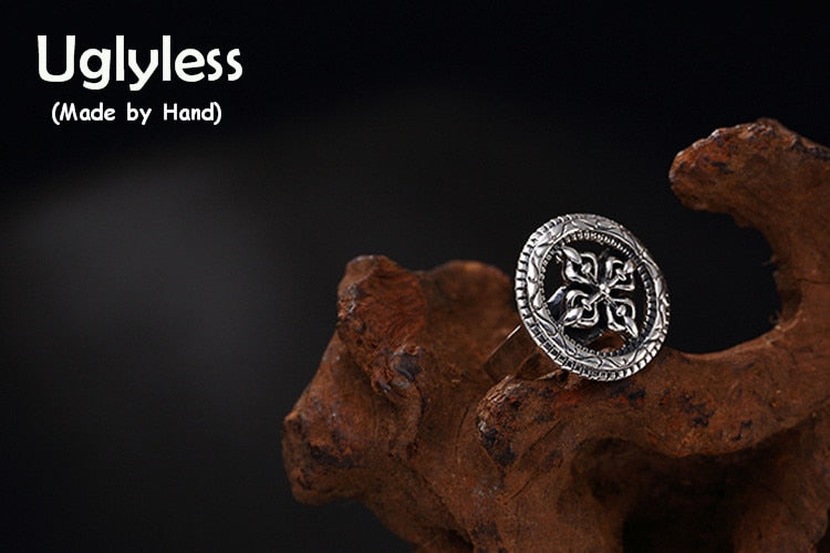 S 925 Sterling Silver Unisex Finger Rings Men Women Vintage Thai Silver Ring Personalized Buddhist Vajra Cross Bijoux