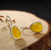 S 999 Fine Silver Natural Waterdrop Chalcedony Earrings Elegant Women Luxury Jewelry Evening Dress Brincos Retro Bijoux