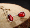 S 999 Fine Silver Natural Waterdrop Chalcedony Earrings Elegant Women Luxury Jewelry Evening Dress Brincos Retro Bijoux