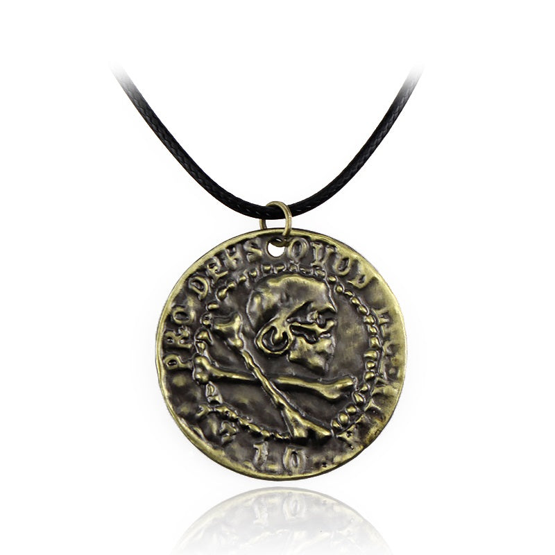 Uncharted Necklace 4 A Thief's End Metal Pendant Necklace Limited Collection Pirate Gold Coin Game Mysterious Sea Area Necklace