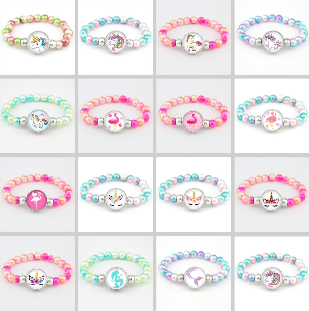 Unicorn Beads Bracelets Mermaid Trendy Jewelry Women Girls Birthday Party Gift Many Styles