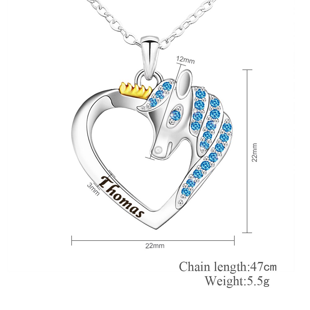 Unicorn Crystal Necklace For Women Girl Mom  Personalized Gifts Lucky  Free Engraving Name