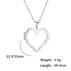 Unift Lovely Hollow  Retro Mosaic Heart Necklace for Women Stainless Steel Clavicle Necklace Pixel Style Trendy Party Jewelry