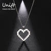 Unift Lovely Hollow  Retro Mosaic Heart Necklace for Women Stainless Steel Clavicle Necklace Pixel Style Trendy Party Jewelry
