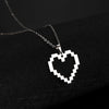 Unift Lovely Hollow  Retro Mosaic Heart Necklace for Women Stainless Steel Clavicle Necklace Pixel Style Trendy Party Jewelry