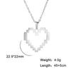Unift Lovely Hollow  Retro Mosaic Heart Necklace for Women Stainless Steel Clavicle Necklace Pixel Style Trendy Party Jewelry