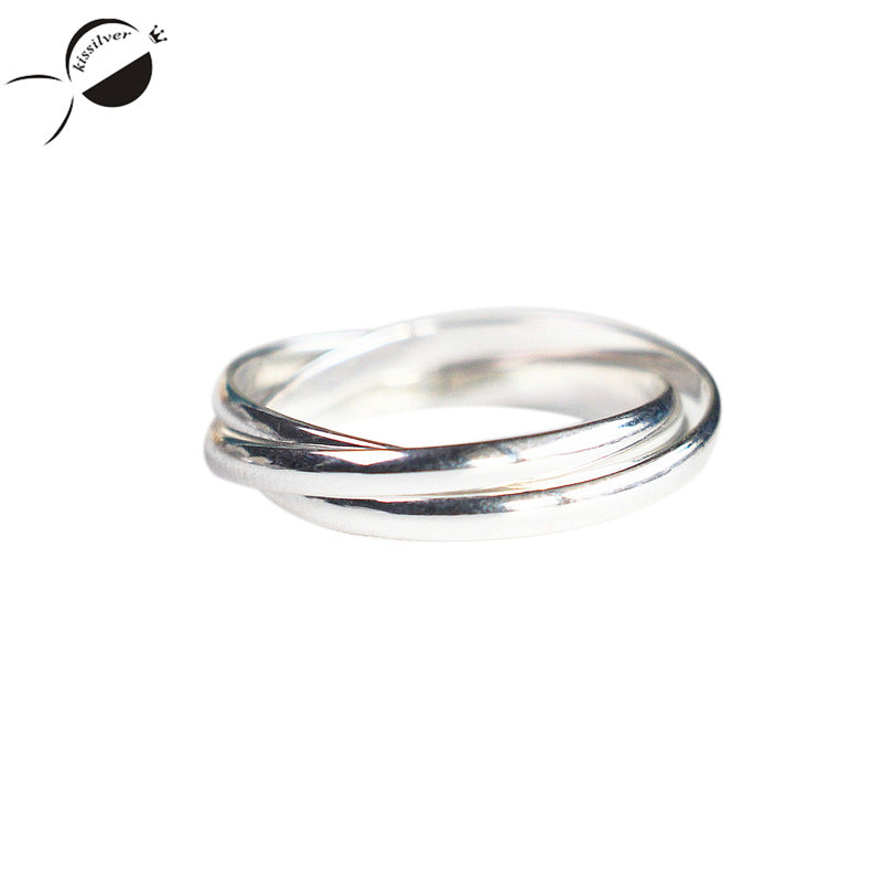 Unique 3 Circle Sterling Silver S925 Couple Rings Romantic Ring Sample Lover Gift Engagement Jewelry Concise Rings For Women