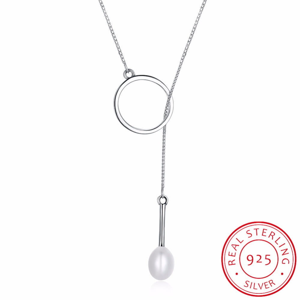 Unique 925 Sterling Silver Circle Simple Strip Bar Pendant Necklaces Adjustable Chain Necklaces for Women Wedding LN0194