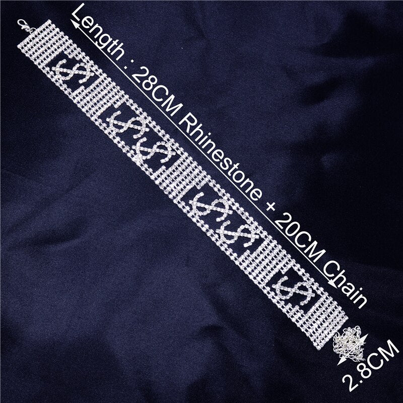 Unique Big Money Dollar Rhinestone Necklace Statement Choker for Women Crystal Collar Necklace Chain Party Jewelry