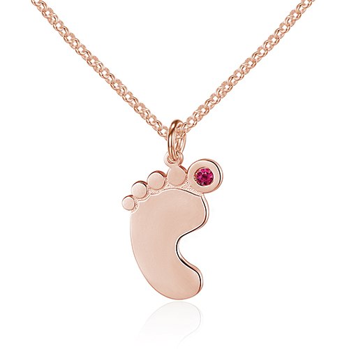 Unique DIY Birthstone Name Engrave Personalize 925 Sterling Silver Feet Necklace Customized Best Gift (NE101611)