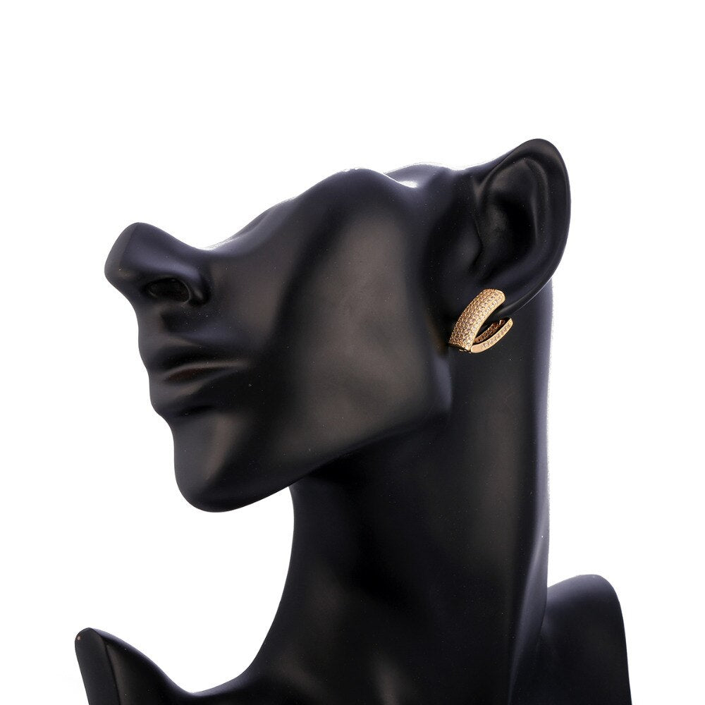 Unique Earrings For Women Gold Color Good Quality Zircon Hoop Earrings Jewelry Wedding Gift Europe Style