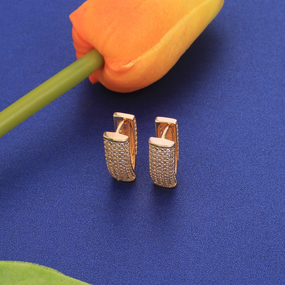 Unique Earrings For Women Gold Color Good Quality Zircon Hoop Earrings Jewelry Wedding Gift Europe Style