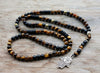 Unique Man's necklace with 8mm Natural stone beads and Hamsa Pendant Necklace