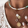 Unique Multi-layer Moon Star Sun Flower Necklace For Women Girls Boho Collar Choker Necklace Heishi Summer Beach Surf Jewelry