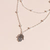 Unique Multilayered Beads Chain Necklace for Women Gold Silver Color Fatima Hamsa Hand Pendants Necklaces Jewelry Gifts