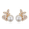 Unique New Arrival Jewelry Top Quality White&Rose Gold Color Clear Multi CZ butterfly Pearl Stud Earrings for Women Wedding
