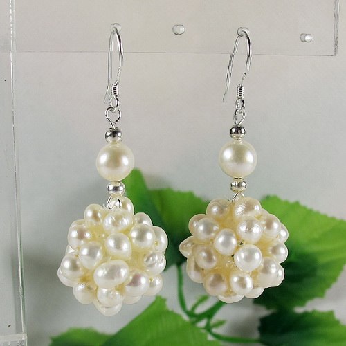 Unique Pearls jewellery Store,4 Color Pearl 925 Silver Dangle Earrings,Handmade Pearl Ball Earring Silver Jewellery