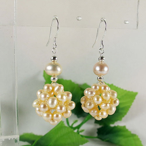 Unique Pearls jewellery Store,4 Color Pearl 925 Silver Dangle Earrings,Handmade Pearl Ball Earring Silver Jewellery