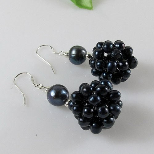 Unique Pearls jewellery Store,4 Color Pearl 925 Silver Dangle Earrings,Handmade Pearl Ball Earring Silver Jewellery