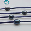 Unique Pearls jewellery Store Classic Dark Blue Leather Black Color Pearl Necklace 120cm Long Pearl Leather Necklace
