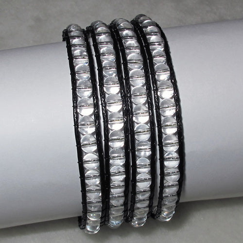 Unique Pearls jewellery Store, Offer Trendy Women Prong Setting Lace-up AB Crystal Handmade Wrap Bracelet Friendship