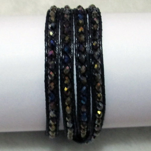 Unique Pearls jewellery Store, Offer Trendy Women Setting Lace-up Black Color Crystal Handmade Wrap Bracelet Friendship