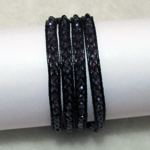 Unique Pearls jewellery Store, Offer Trendy Women Setting Lace-up Dark Blue Crystal Handmade Wrap Bracelet Friendship