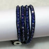 Unique Pearls jewellery Store, Offer Trendy Women Setting Lace-up Mid Blue Crystal Handmade Wrap Bracelet Friendship