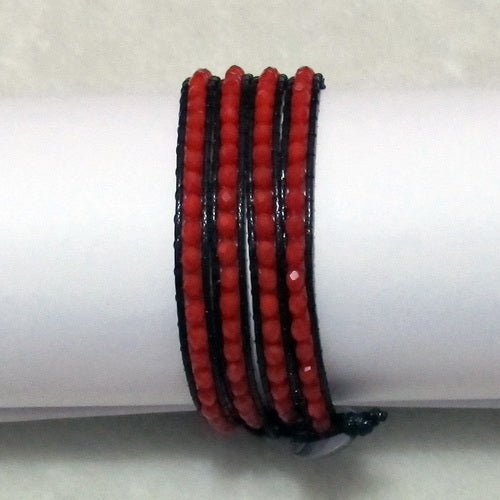 Unique Pearls jewellery Store, Offer Trendy Women Setting Lace-up Red Crystal Handmade Wrap Bracelet Friendship