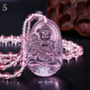Unique Powder Pink crystal Carved Buddha Happy Amulet Pendant Necklace For Women Men Buddha Necklace Pendant Stone Jewelry
