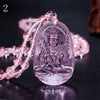 Unique Powder Pink crystal Carved Buddha Happy Amulet Pendant Necklace For Women Men Buddha Necklace Pendant Stone Jewelry