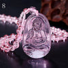 Unique Powder Pink crystal Carved Buddha Happy Amulet Pendant Necklace For Women Men Buddha Necklace Pendant Stone Jewelry
