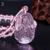 Unique Powder Pink crystal Carved Buddha Happy Amulet Pendant Necklace For Women Men Buddha Necklace Pendant Stone Jewelry