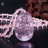 Unique Powder Pink crystal Carved Buddha Happy Amulet Pendant Necklace For Women Men Buddha Necklace Pendant Stone Jewelry