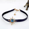 Unique Resin Crystal Star Flower Punk Black Imitation Leather Choker Necklaces For Women Gifts Jewelry