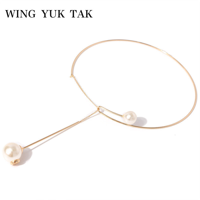 Unique Sexy Simulated Pearl Necklace & Pendants Punk Fashion Round Statement Necklace Women Jewelry 2020 Hot Sales Party Gift