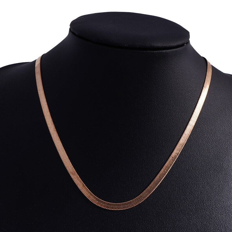 Unique Snake Chains Necklaces for Women Simple Style Choker Necklace Gold Silver Color Collier Daily Jewelry Accessories