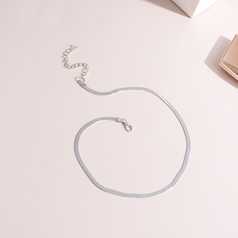 Unique Snake Chains Necklaces for Women Simple Style Choker Necklace Gold Silver Color Collier Daily Jewelry Accessories