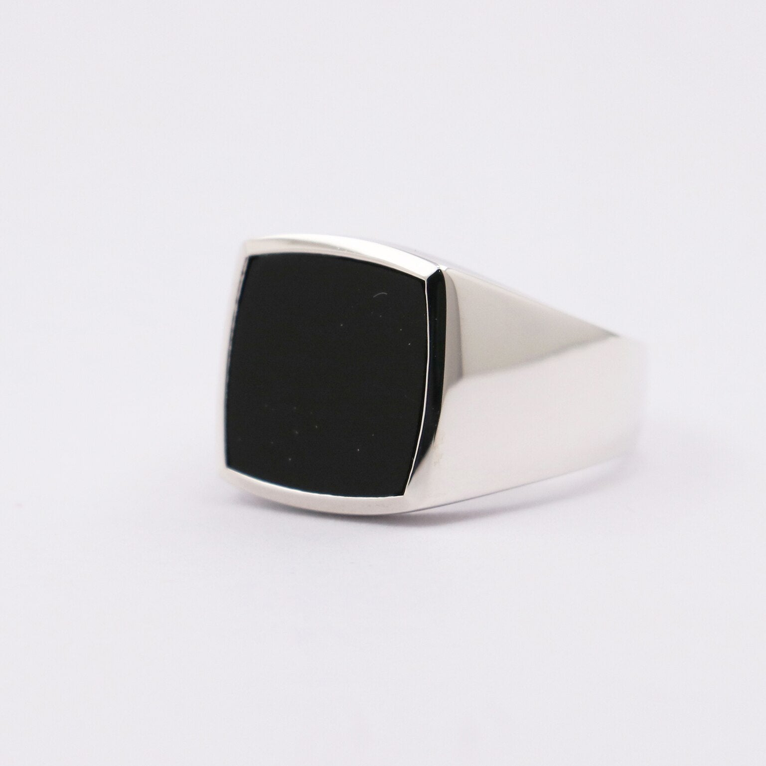 Unique Square Onyx Signet Silver Rings For Men