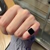 Unique Square Onyx Signet Silver Rings For Men