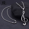 Unique Stainless Steel Music Note Pendant Necklace For Men Women Treble G Clef Charm Chain Necklace Jewelry For Music Lovers