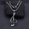 Unique Stainless Steel Music Note Pendant Necklace For Men Women Treble G Clef Charm Chain Necklace Jewelry For Music Lovers