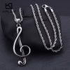 Unique Stainless Steel Music Note Pendant Necklace For Men Women Treble G Clef Charm Chain Necklace Jewelry For Music Lovers