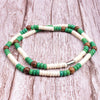Unique Stone Bead wood Surfer Necklace Made from white, green Beads for men tribal jewelry