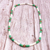 Unique Stone Bead wood Surfer Necklace Made from white, green Beads for men tribal jewelry